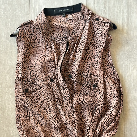 ROBERT RODRIGUEZ SHORT ROMPER TAN AND BLACK 100% SILK SIZE 8 TIE WAIST GORGEOUS - Picture 4 of 8